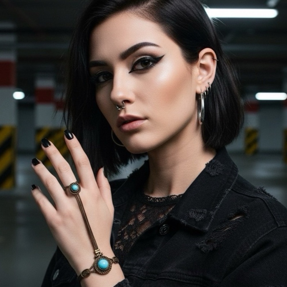 Gothic Festival Charm Ring Bracelet